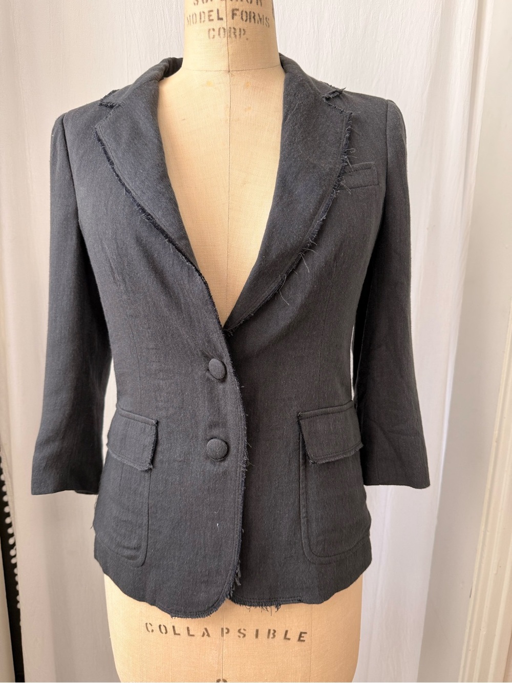Band of Outsiders, Cotton/Viscose Raw Edge Blazer, sz 1